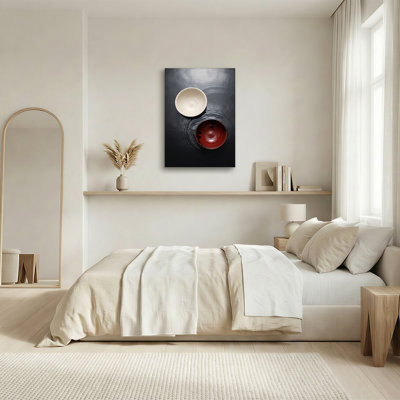 Art mural sur toile en céramique blanche et rouge