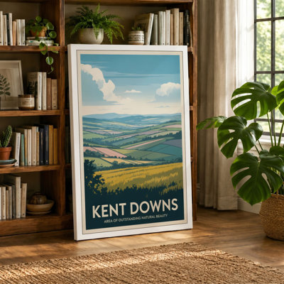 Kent Downs Landscape Vintage - Wrapped Canvas