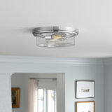 Sherly Flush Mount Square Glass Drum Ceiling Light