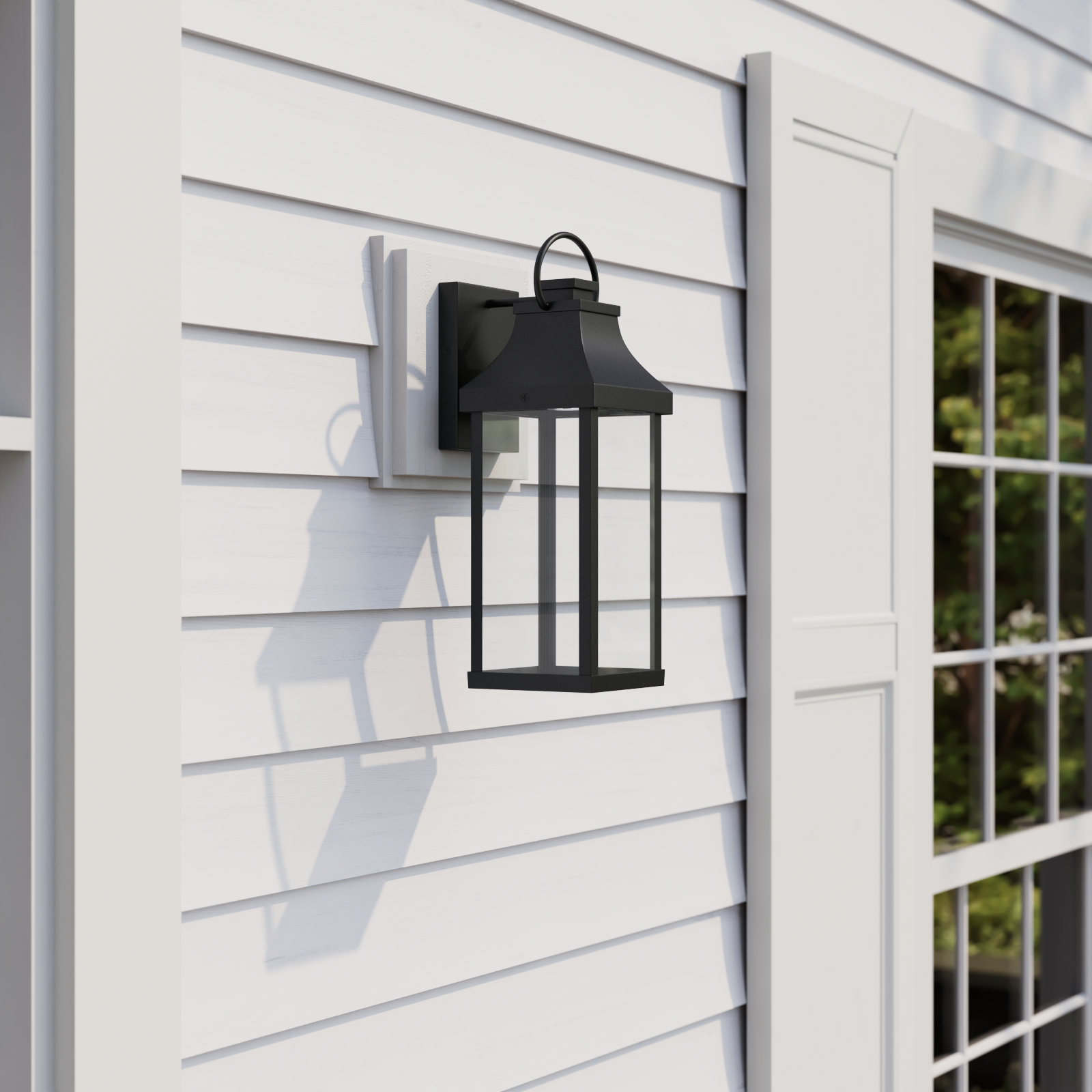 Parker Outdoor Wall Lantern, Black, 17.25"H x 6"W x 7.5"D