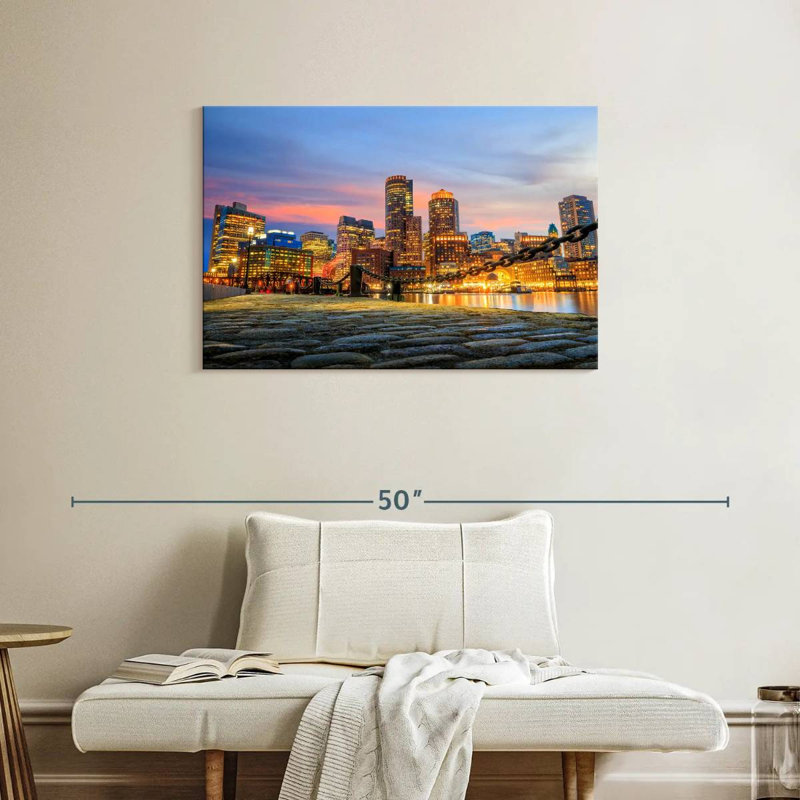 Lumières du port de Boston, H 24 po x l 36 po