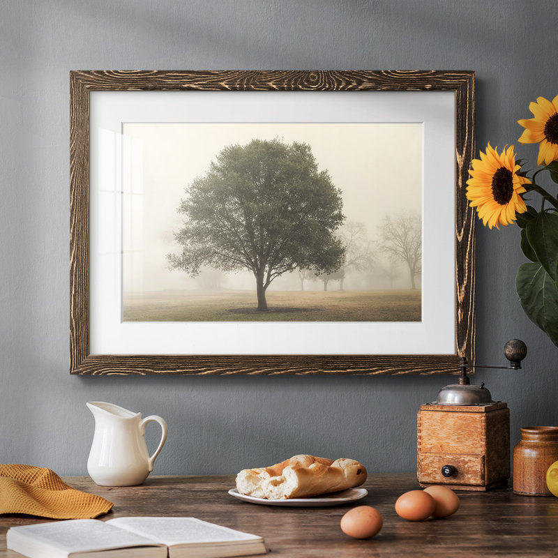 Arbres dans le brouillard I, H 18 po x l 26 po x P 1,5 po, Noyer