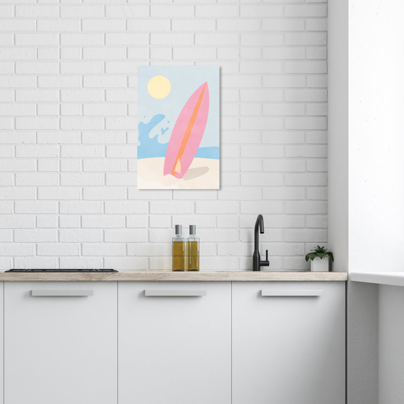 «Pink Summer Surf On Canvas» par Wynwood Studio, impression, H 24 po x l 16 po x P 0,8 po