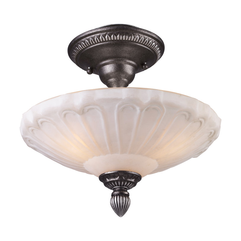 Plafonnier semi-encastré 3 lumières Restoration - 12 po - argent foncé