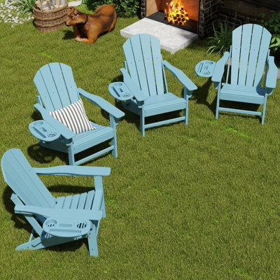  Chaise Adirondack pliante Cheryce en PEHD avec porte-gobelet