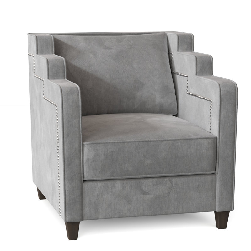 Abbey Armchair, Bella Black Performance Velvet, Brown Mahogany