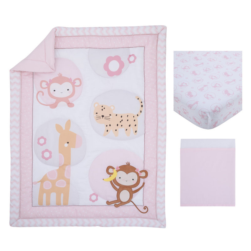 Ensemble de literie pour lit de bébé 3 pièces Brooke Sweet Jungle Friends