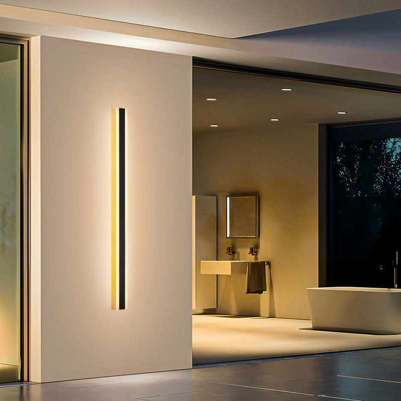 Barde Slender Sideway Outdoor Hardwired Bar Wall Sconce with LED Light Source, 59" H x 3.54" W x 2" D
