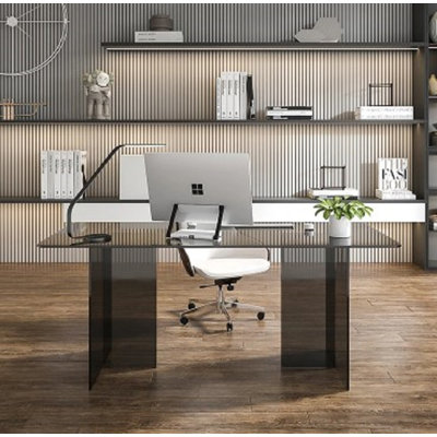 Chloie Mirrored Glass Executive Desk