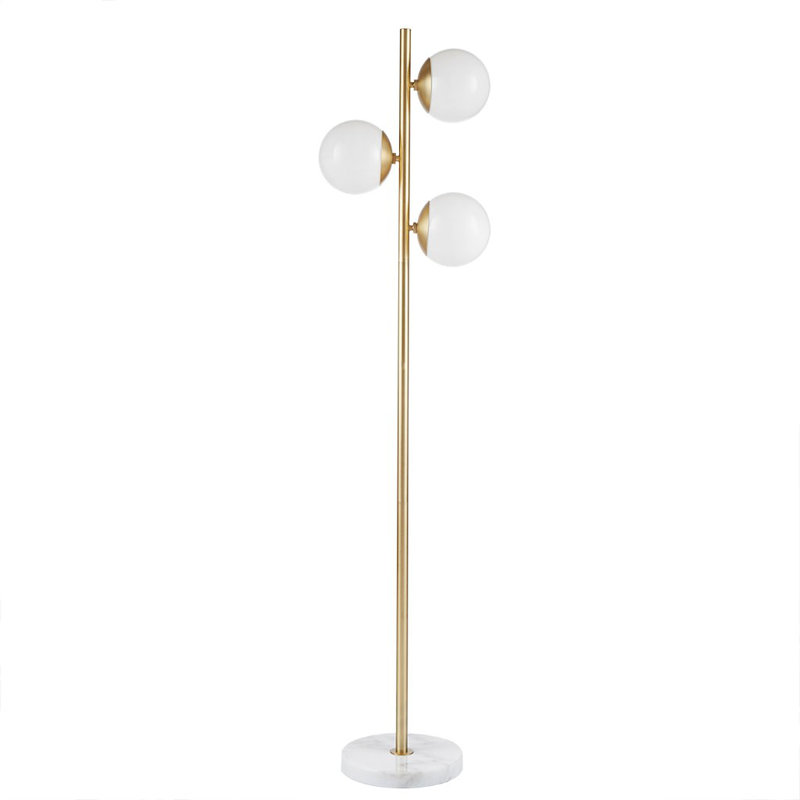 Lampe sur pied à 3 globes Everly Quinn Lindy avec base en marbre