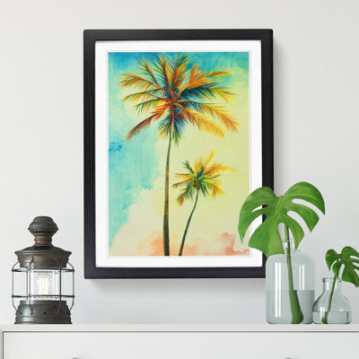 Watercolour Palm Trees 1 Piece Single Picture Frame Wall Art
