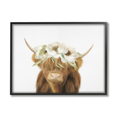 Bouvier Highland, couronne de fleurs blanches, conception minimale par Leah Straatsma - impression