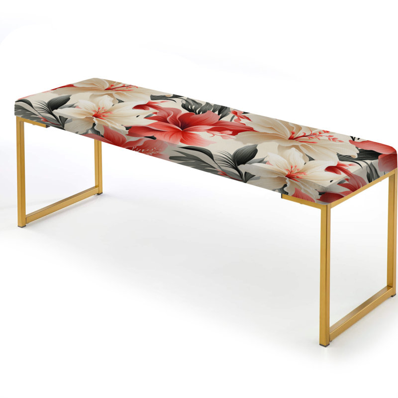 Neutre délicat motif tropical III - Banc rembourré tropical doré