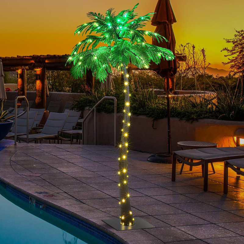 Palmier illuminé à 56 lumières DEL Adylan, P 84 po x l 40 po x P 40 po 