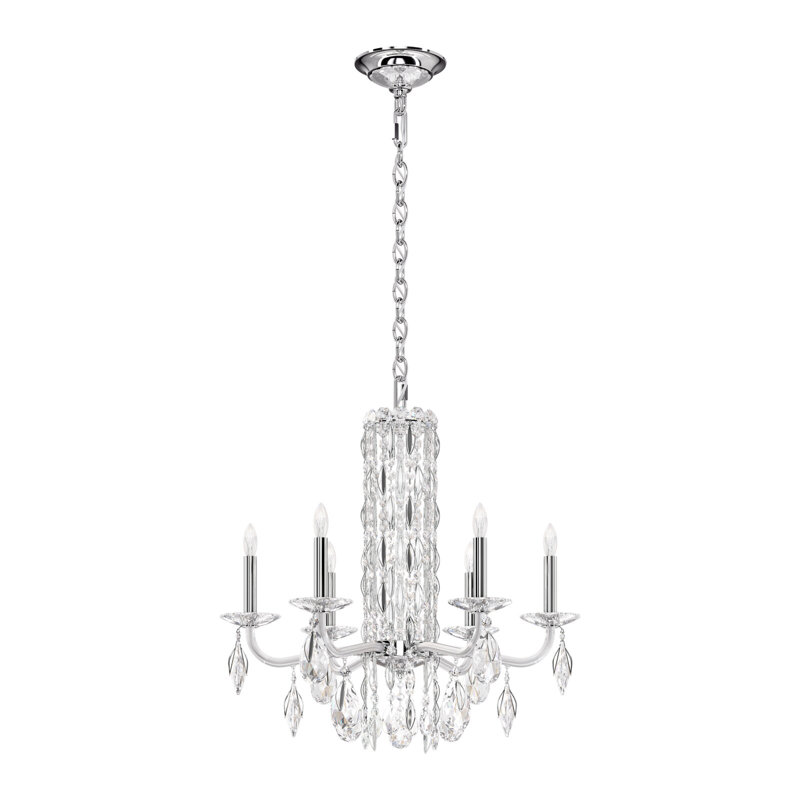 Sarella 6 - Light Chandelier, Polished Stainless Steel, Heritage Clear Crystal