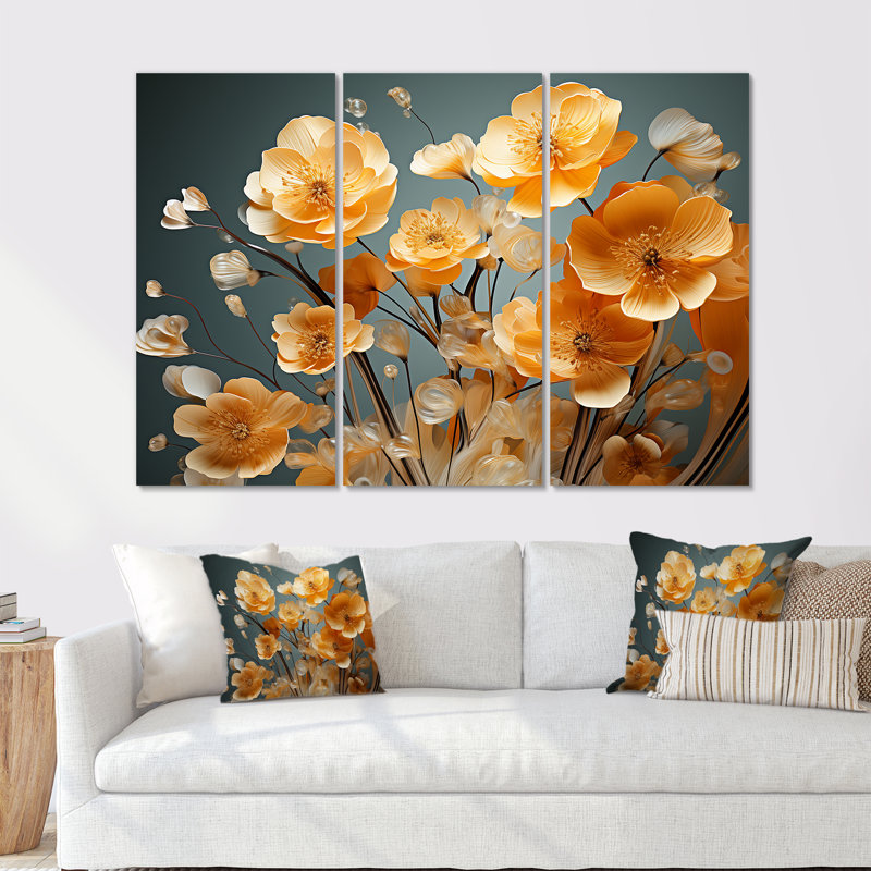 «Buttercups Collage Of Nature I» - ensemble d'art mural Buttercups, H 40 po x l 60 po x P 1 po