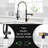 Kitchen Faucet With Pull Down In Black And Gold, 360 Degree Swivel Spout + Gold Faucet, Single Handle, Construction