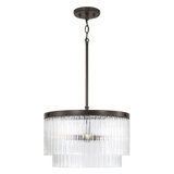 17" W x 11.5" H 3-Light Dual Mount Pendant with Clear Beveled Fluted Glass