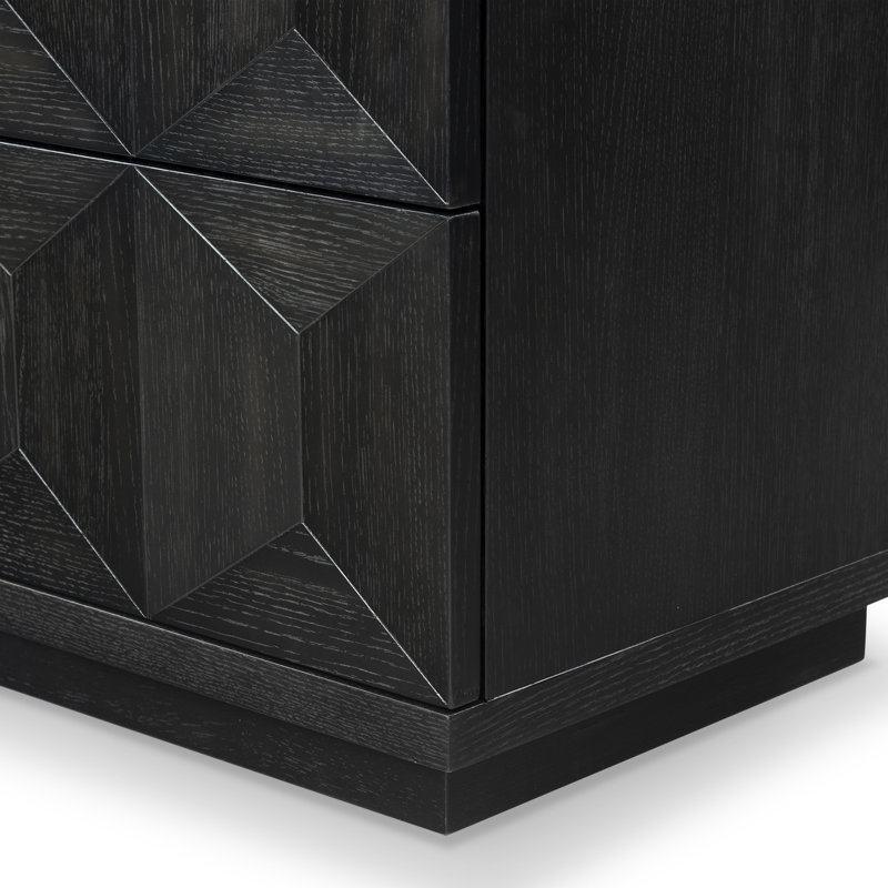 Deziree Wood 2 Drawer Nightstand, Black