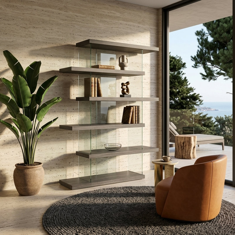 Mechteld Geometric Glass Bookcase