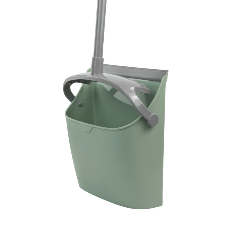 JVL Long Handle Lobby Dustpan and Brush Set, Green