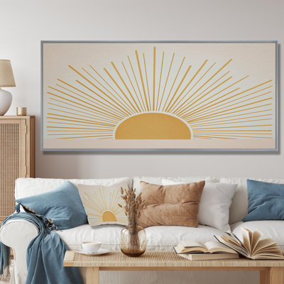 Mid Century Yellow Sun Print - Minimalism Canvas Art, Yellow Minimalist Wall Art