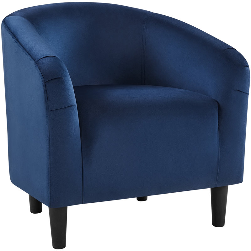 Robeson 28" Wide Velvet Barrel Chair, Navy Blue Velvet