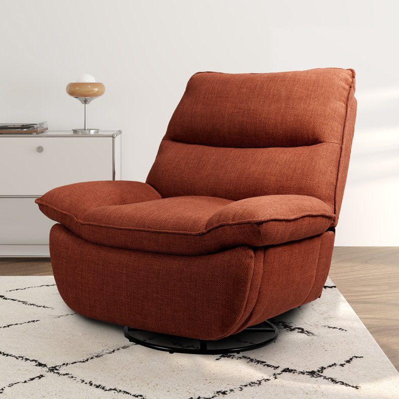 40'' Clinkscales Manual Rocking 360° Swivel Recliner Glider Sofa with Storage, Orange/Brown Fabric