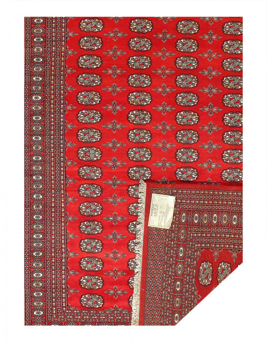 Red color Fine Hand Knotted Bokhara rug 5'8"X 7'1"