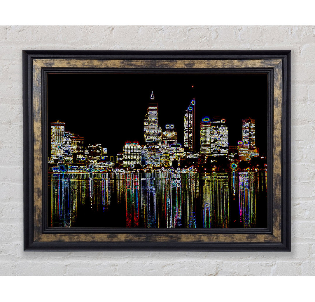 New York Harbour Reflections Black - Einzelner Bilderrahmen Kunstdrucke