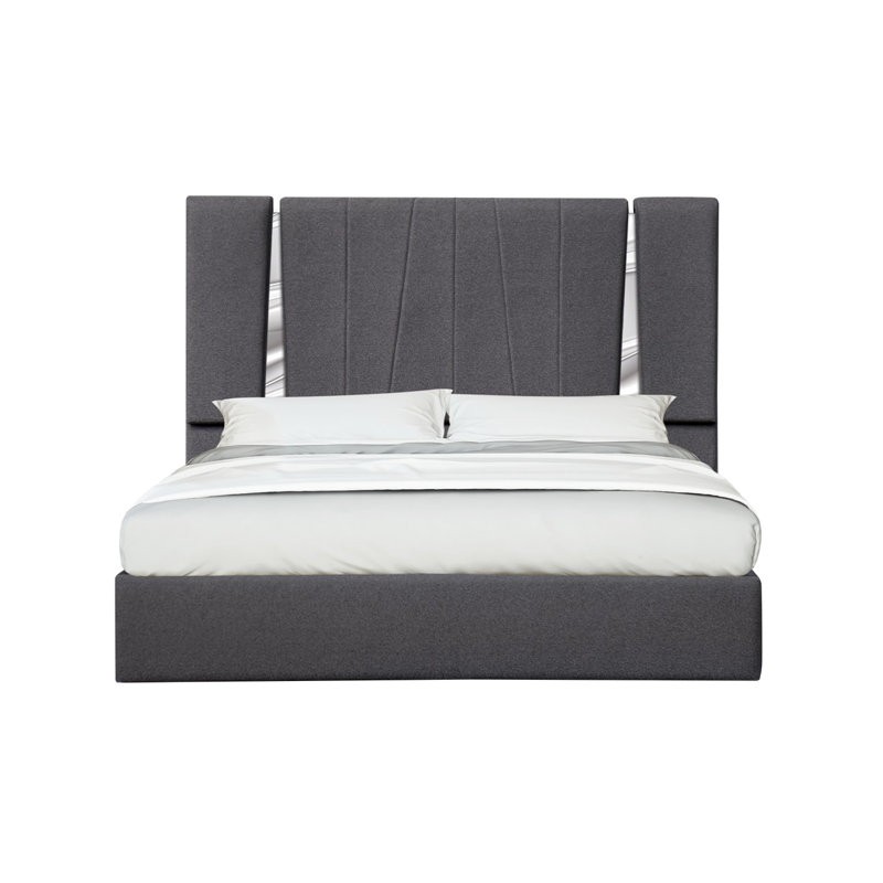 Preciado Upholstered Platform Bed, King, Charcoal