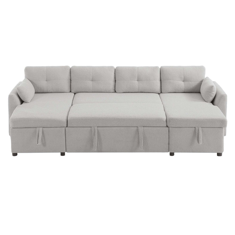 Modern Sectional Sleeper Sofa with Hidden Storage and USB Ports, Gray