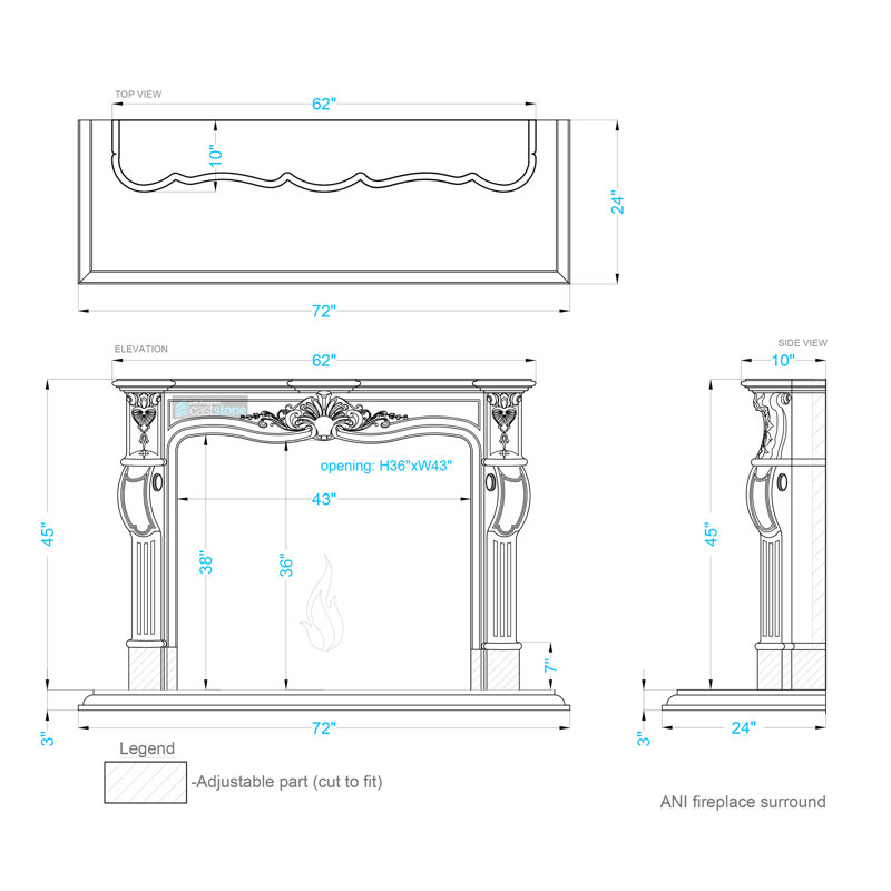 Ani Fireplace Surround, Smooth Gray