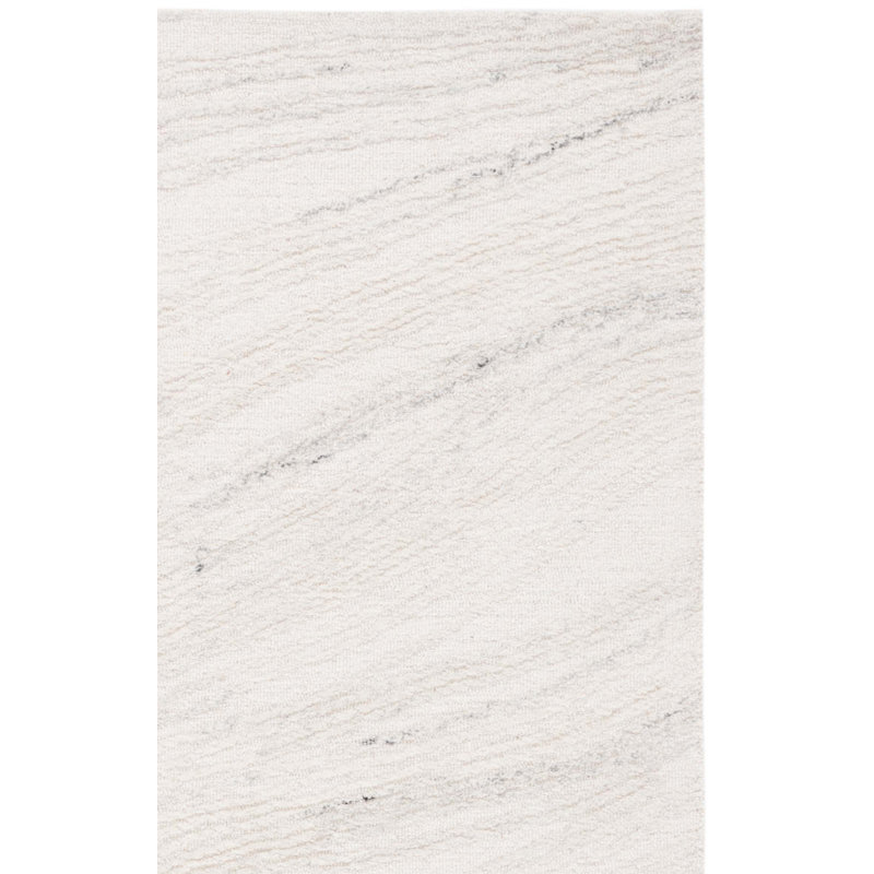 Hitha Ebony Hand Tufted Wool/Cotton Abstract Rug in Ivory/Light Gray, Square 6'