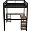 Lit mezzanine double avec bureau et construction stable - Options de rangement en métal pour la chambre à coucher