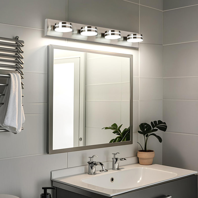 Luminaire de salle de bain 30 po à 360 ° pivotant à 360 ° avec DEL et éclairage écoénergétique, Argent argent, Argent argent
