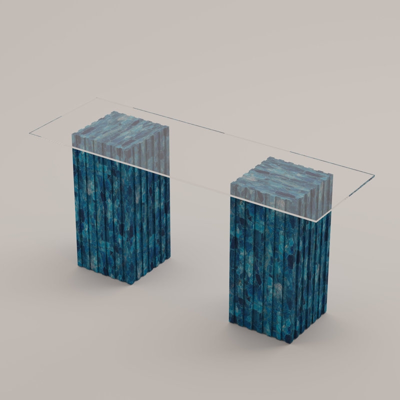 Cannelé Console Table, Apatite Aqua