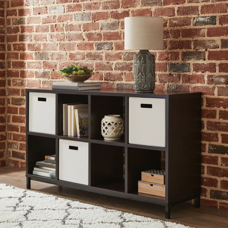 8-Compartment Large-Capacity Storage Cabinet With Metal Base And Retro Espresso Colour., Espresso