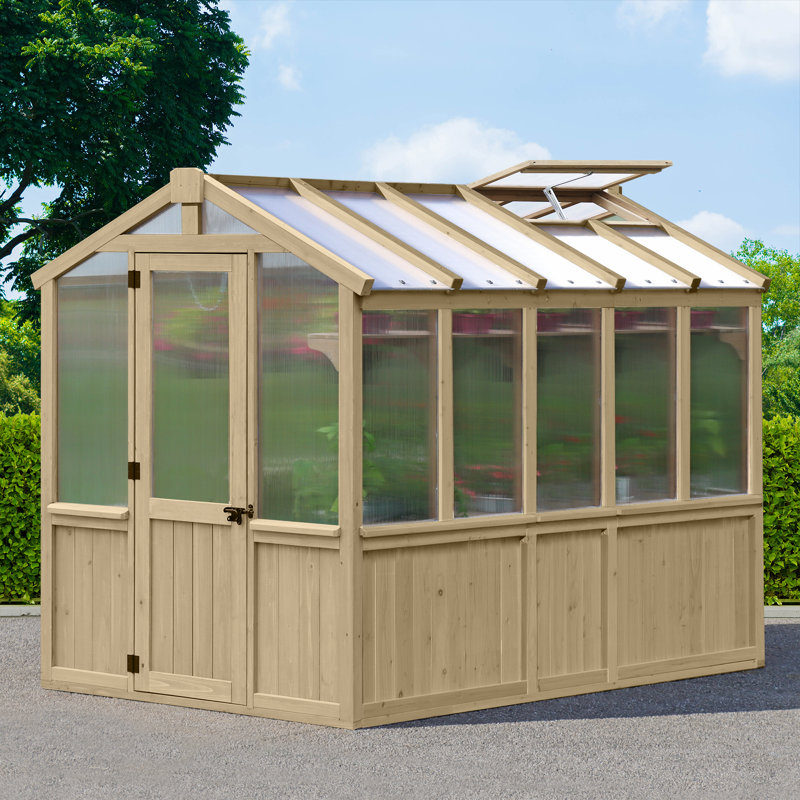 Meridian 6.7' x 9.7' Greenhouse with Cedar Wood Frame and Polycarbonate Panels Spacious Weather-Resistant Design