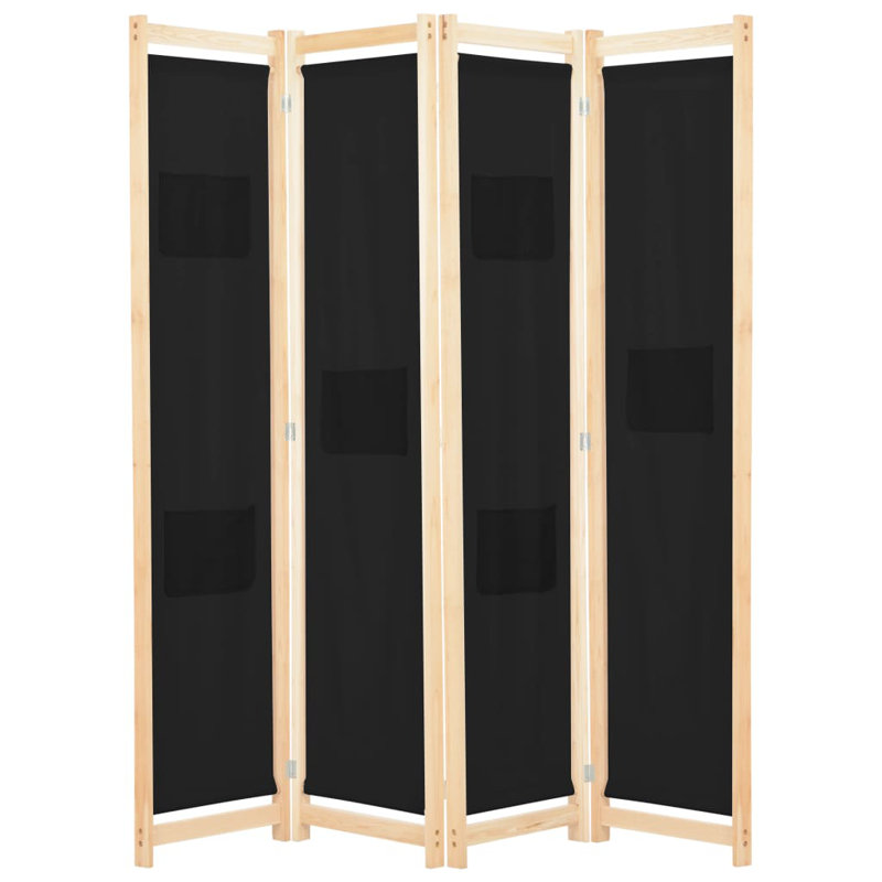 Rizzo 170cm H Folding Room Divider, 4, Black, 170 x 160cm
