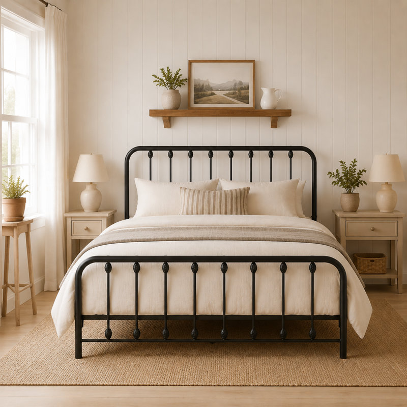 Keyesport Metal Platform Bed, Full/Double, Black