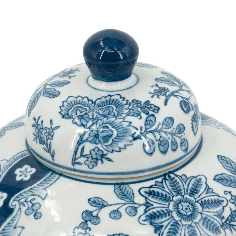 D9.1x9.1 "Pot en porcelaine avec motifs floraux bleus et blancs