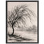 Minimal Willow Tree Framed Wall Art Prints - Black and white tree landscape, for living room or office-125211935-125211941