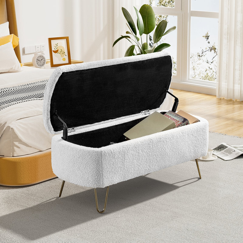 Banc de rangement avec repose-pieds Toleen , Blanc