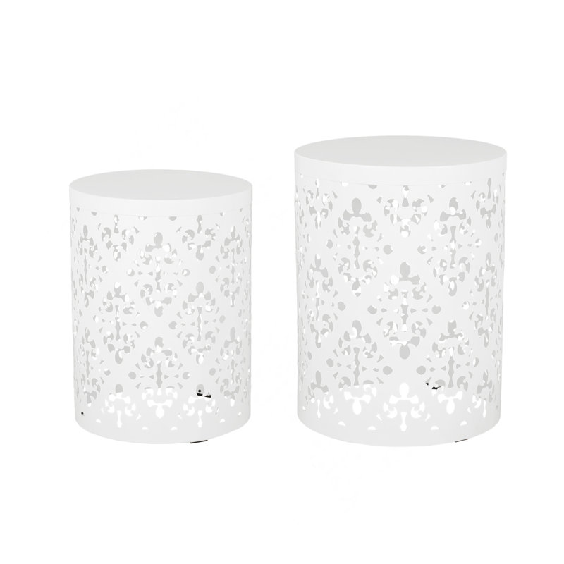 Table d'appoint Faliha, Blanc, 2