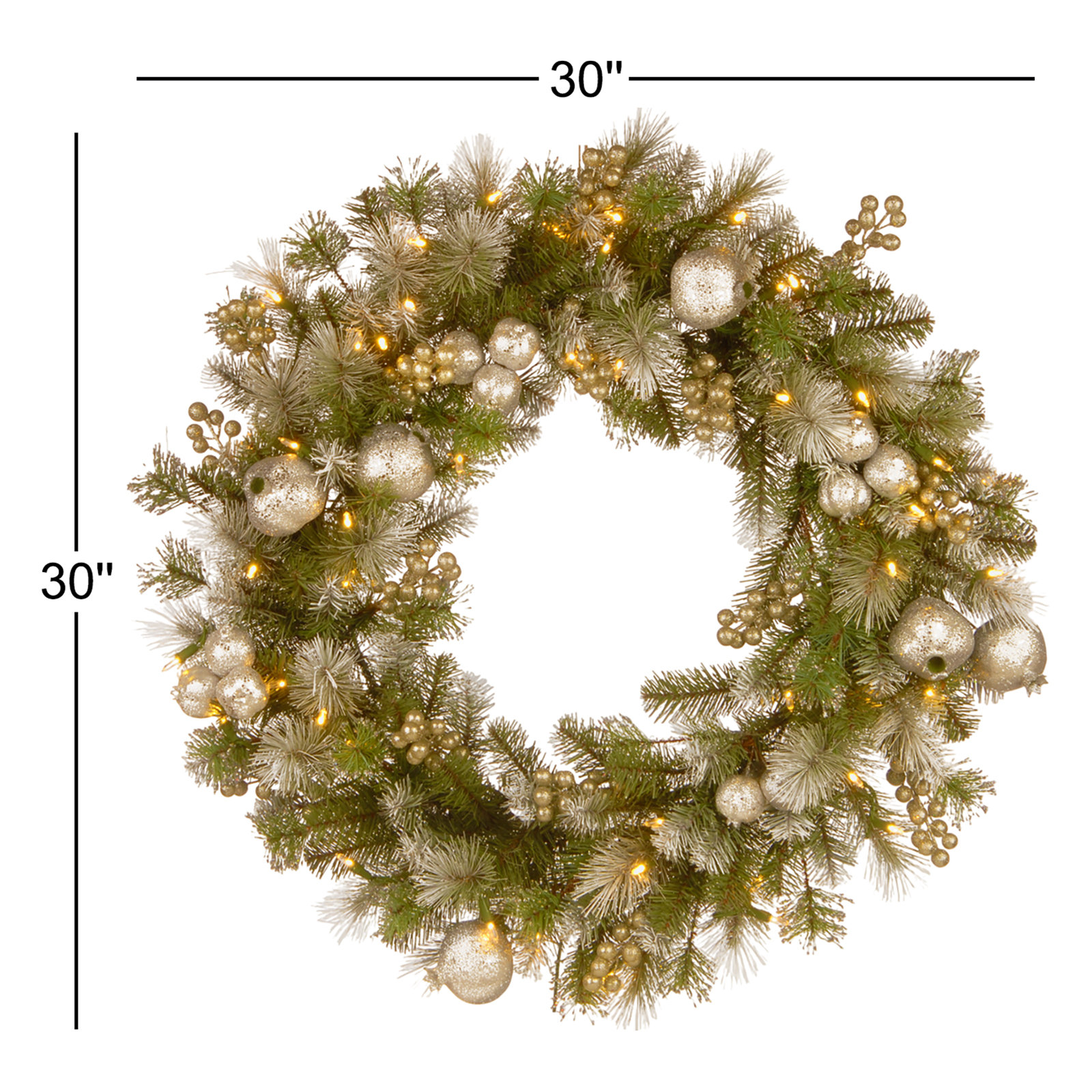 Pre-Lit Pine Wreath, 30"