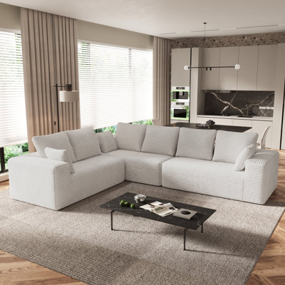 Aruba 6-Seater Modern Modular Cloud Plush Fabric Compression Sectional Sofa,No Assembly Required