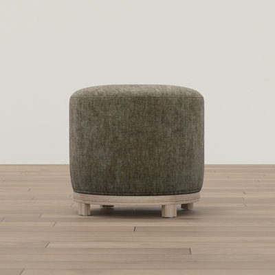 Mid-Century Modern Swivel Ottoman with Wood Base