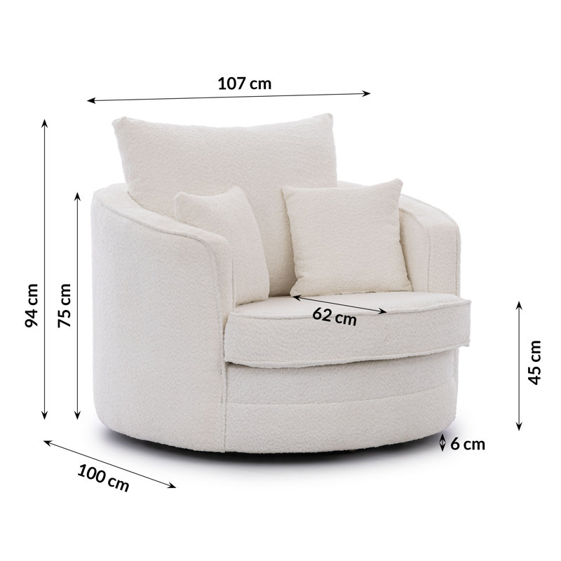 Ted I Upholstered Swivel Armchair, White