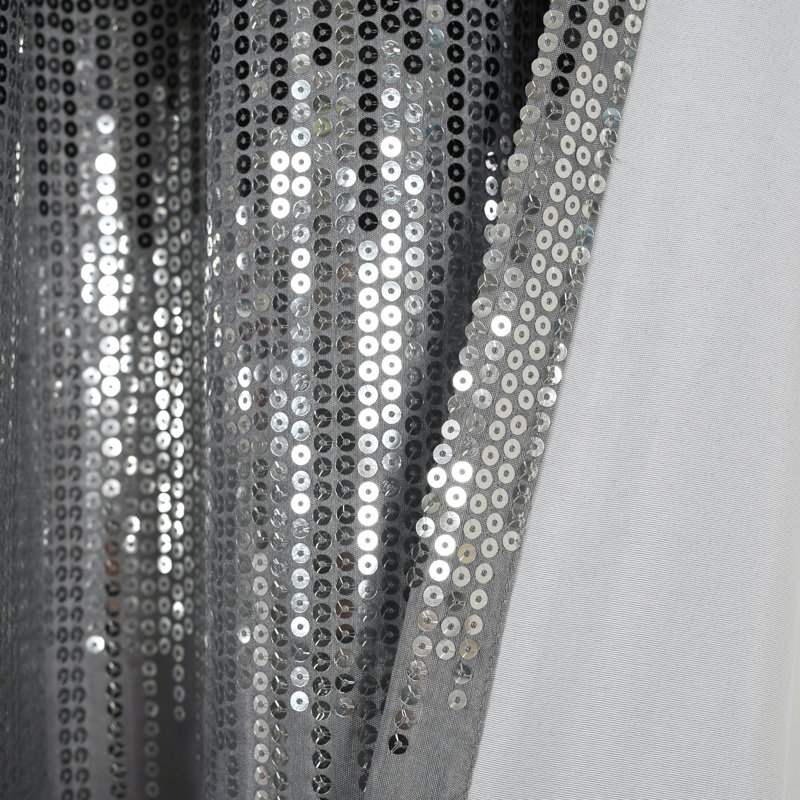 Sheer Curtain Single Panel, Black/Gray